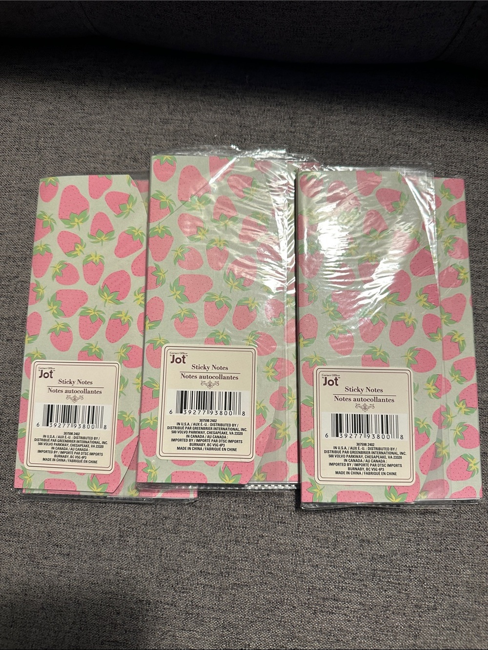 Strawberry Pattern Sticky Notes - Pink